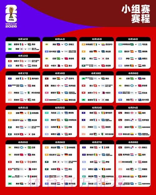 2026世界杯详细比赛时间安排